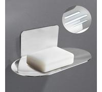 Portasapone in Acciaio Inox Autoadesivo, 14 x 8cm Portasapone da Parete Senza Trapano, Montaggio a Parete per Spugne e Sapone, Porta Saponetta da Muro Acciaio Inox, per Bagno Cucina Bath(Argento)