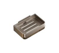 Portasapone in acciaio inox con vaschetta di drenaggio, montaggio a parete, installazione senza fori, rettangolare, bagno, cucina(Black)