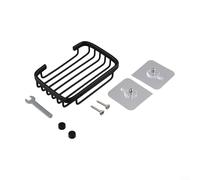 Portasapone in alluminio a doppia ventosa per bagno, doccia e vasca, vassoio in metallo resistente per uso di scarico (nero)