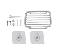 Portasapone in alluminio con doppia ventosa per bagno doccia, vassoio di scarico in metallo resistente alla ruggine per l'organizzazione del bagno (argento opaco)