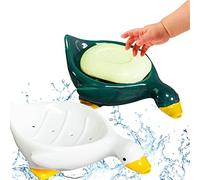Portasapone in Ceramica Anatra, 2 Pezzi Porta Sapone Autodrenante Design Carino, Scatola per Sapone, Supporto per Portasapone Drenante per Doccia Lavandino del Bagno