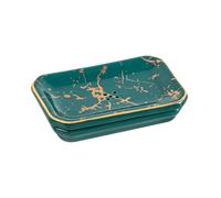 Portasapone In Ceramica Per Bagno E Doccia - Portasapone Autodrenante A Doppio Strato, Portasapone Da Doccia Quadrato Con Motivo In Marmo Vintage,Verde,14 * 9 * 3 Cm