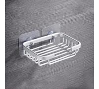 Portasapone in metallo con doppia ventosa per una comoda organizzazione del bagno (argento opaco)