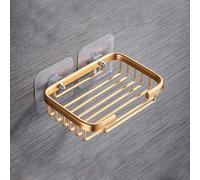 Portasapone in metallo con forte ventosa, supporto per sapone autoadesivo da parete, per bagno, doccia, vasca (oro)