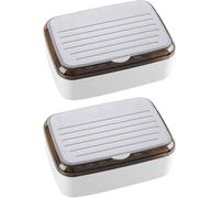 Portasapone in plastica PP c/coperchio doppio scarico multicolore(Blanco,2pcs)