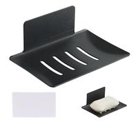 Portasapone nero, 1 portasapone senza foratura, robusto portasapone doccia con montaggio autoadesivo (12,2 x 8,2 cm, acciaio al carbonio, nero), conservazione igienica di pezzi di sapone