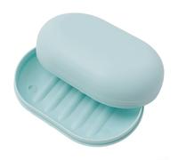 Portasapone ovale con coperchio, vassoio portasapone e scolapiatti in plastica PP, compatto da viaggio, contenitore sigillato per doccia e bagno (azzurro)