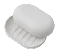 Portasapone ovale portatile con coperchio, contenitore sigillato per doccia da viaggio, contenitore compatto per sapone per uso quotidiano domestico 11,2 x 7,5 x 3,8 cm (bianco)