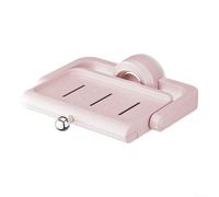 Portasapone per cucina e bagno, montaggio a parete, scrivania con ventosa, include sistema di drenaggio per evitare lo scioglimento del sapone (rosso chiaro)