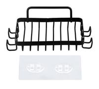 Portasapone, Porta Saponetta da Muro Autoadesivo,Acciaio Inox Adesivo Portasapone a Parete, Portasapone Bagno Senza Trapano con 4 Ganci,Portaspugna in Acciaio Inox per Cucina (Nero)