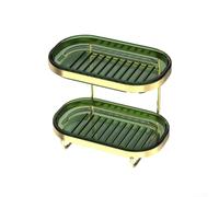 Portasapone, portasapone, Double Soap Dish Shelf, Soap Rack, 2-Tier Soap Dishes, Shower Soap Holder for Bathroom, Hotel, Shower, Kitchen,(Double Green)
