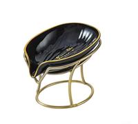 Portasapone, portasapone, Light Luxury Style Soap Holder, Leaf Shaped Soap Dishes for Bathroom, Shower Soap Dishes Container, Multifunctional Soap Storage Dishes(Black)