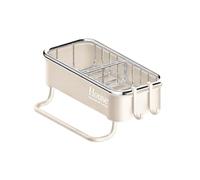 Portasapone, portasapone, Multi functional Wall Mounted Sponge Soap Holder, Kitchen Sink Organizer, Space saving Design, Reliable Material(Beige)
