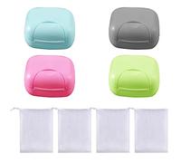 Portasapone portatile per lavare il viso da 4 pezzi e sacchetto a rete per portasapone da 4 pezzi, portasapone a prova di perdite impermeabile con coperchio per casa, bagno (piccola dimensione)