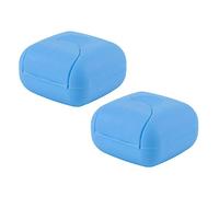 Portasapone quadrato da viaggio, impermeabile a prova di perdite, contenitore per piccole saponette, dotato di chiusura di sicurezza, portatile per uso domestico o esterni, 2 pezzi Blue