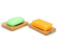 Portasapone realizzato a mano, artigianale, in bambù naturale, per spugne, scrubber, sapone, Bambù, 2 pezzi