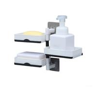 Portasapone rotante per montaggio a parete, con contenitore multistrato, senza fori, per bagno, WC, drenaggio, organizer, struttura in plastica (tre strati)
