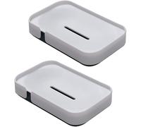 Portasapone*Scatola portasapone, Vassoio portasapone, Portasapone con di drenaggio, Portasapone portatile leggero a doppio strato 5,3x3,4”(White X2)
