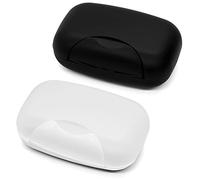 Portasapone solido da viaggio, impermeabile a prova di perdite con coperchio, porta sapone plastica per bagno (nero + trasparente, 2)