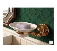 Portasapone sospeso Oro BRITISH Dimensioni 16x12,5xh6 cm Stile Inglese Classico primo Novecento con contenitore in ceramica bianca oro