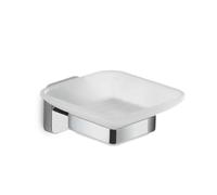 GEDY | Portasapone Tonga, Porta Saponetta in Acciaio Inox, Cromall e Vetro Satinato, Fissaggio con Viti Incluse o Biadesivo, Cromato, 10,5x11,6x5cm