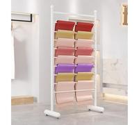 Portascarpe autoportante a 8 livelli, espositore commerciale per sciarpe hijab, scialle in seta, pantaloni, cravatte, cinture, asciugamani, salvaspazio (bianco, 45 x 158 cm)