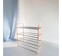 Portascarpe verticale in metallo con scaffalature spaziose e finitura nera moder