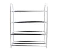 Portascarpe verticale in metallo con scaffalature spaziose e finitura nera moder