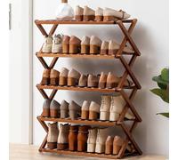 Portascarpe verticale,organizer per scarpiera stretto,scarpiera in bambù per ingresso,scaffale per scarpe salvaspazio a 3-6 livelli, torre perscaffale scarpiera scarpe ( Color : Brown , Size : 50x20x5