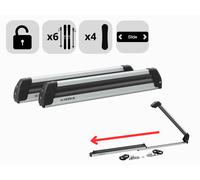 Portasci Auto Universale Scorrevole 6 Sci 4 Snowboard Per Barre Portatutto