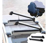 Portasci Portapacchi Telescopico Universale con Serratura e Chiave, Portasci e Snowboard di Grande Capacità con Pulsante di Grandi Dimensioni, Organizer(Silver)