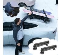 Portasci Portasci/Snowboard con Serratura, Montato Sul Gancio di Traino, Porta Bastoncini da Sci Senza Barra con Ventose, 2 Pezzi Porta Sci Auto da Tetto(Black)