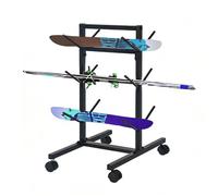 Portasci Supporto Universale per Skateboard e Sci, Portasci Mobile con Espositore Bifacciale, Organizzatore Porta-snowboard Sportivo per Negozi di Sci(3 tier)