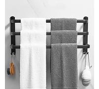 Portasciugamani a 3 ripiani in alluminio impermeabile, senza ganci inclusi, resistente alla ruggine, per bagno e cucina, nero, 30 cm, elegante soluzione salvaspazio