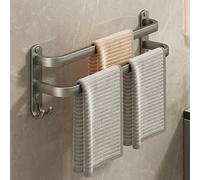 Portasciugamani a 3 ripiani in alluminio, senza ganci inclusi, resistente all'acqua e alla ruggine, ideale per bagno e cucina, colore grigio, B 30 cm, soluzione per riporre oggetti