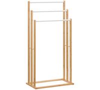 Portasciugamani a 3 Sbarre 48x25,8x94 cm in Bambù e Acciaio color Legno