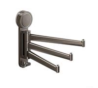 Portasciugamani a ventosa con bracci girevoli e girevoli, stendibiancheria pieghevole da parete per bagno e cucina, accessori da doccia salvaspazio e organizer per panni (grigio)