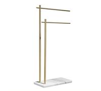Portasciugamani autoportante a 2 livelli in stile nordico con supporto in rame e base in marmo Portasalviette in oro 50 * 20 * 88 cm per bagno e lavanderia