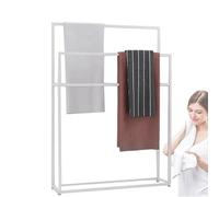 Portasciugamani autoportante con 2 ripiani per organizzare il bagno e risparmiare spazio