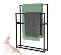 Portasciugamani autoportante con 2 ripiani per organizzare il bagno e risparmiare spazio