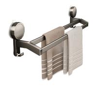 Portasciugamani Bagno Doppio 30cm con Ganci Facile Installazione a Ventosa