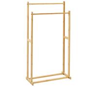 Portasciugamani da bagno 85x45 cm Bambù 2 binari Legno chiaro Hoboken