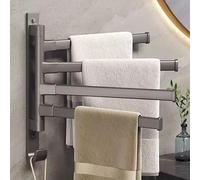 Portasciugamani da bagno girevole da parete, salvaspazio, set di 4 barre portasciugamani grigie per riporre il bagno