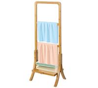 Portasciugamani da Bagno in Bambù Naturale Nordico 3 Barre 1 Ripiano 104x29x40cm