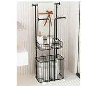 Portasciugamani da Bagno Nero Indipendente con Base in Marmo, portasciugamani in Metallo e Cesto per la Biancheria, Elegante portasciugamani da Bagno per asciug
