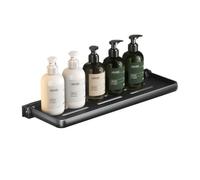 Portasciugamani da doccia Mensola doccia galleggiante, mensola doccia pieghevole in alluminio, mensola doccia a parete senza fori for lavanderia, bagno, cucina, nero/bianco Portasciugamani(Nero,50cm)