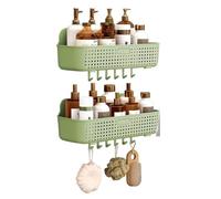 Portasciugamani da doccia Portaoggetti da doccia sospeso, 2 confezioni di cestini portaoggetti in plastica for doccia, organizer adesivo for doccia senza foratura con 6 ganci for bagno, cucina, balcon