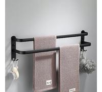 Portasciugamani da Parete HONPHIER Portasciugamani Bagno Porta Salviette Muro Alluminio Portasciugamani da Cucina Bagno (50CM, Nero)