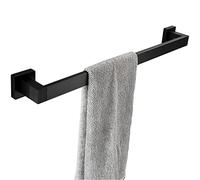 Portasciugamani da parete - Porta asciugamani quadrato nero, misura regolabile (50 cm) - ideale per uso individuale, portasciugamani da bagno salvaspazio con viti incluse