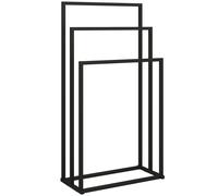 Portasciugamani da Terra a 3 Bracci Autoportante 45x21.5x85 cm in Acciaio Nero